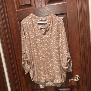 Lush Tan Polka Dot Blouse